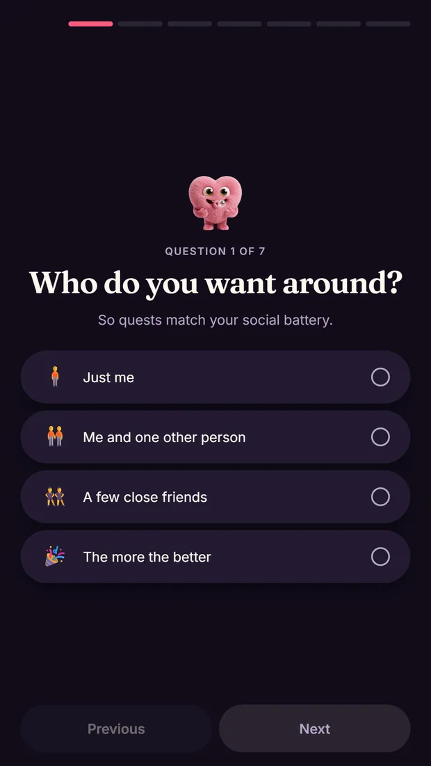 A question from the onboarding quiz